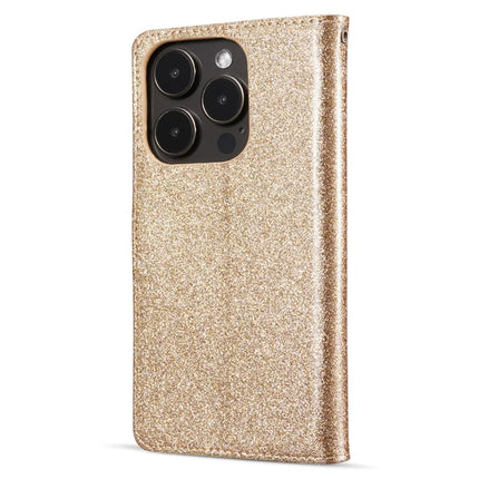 For iPhone 13 Pro Max Glitter Leather Case with Diamond Love Heart Wallet Stand Flip Cover