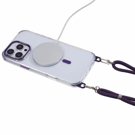 For iPhone 16 Pro Max Clear Case Compatible with MagSafe Shockproof PC+TPU Phone Cover with Long Lanyard
