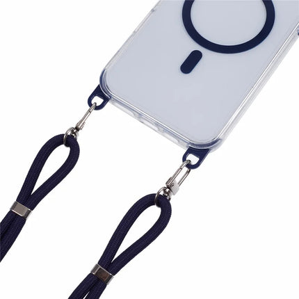 For iPhone 16 Pro Max Clear Case Compatible with MagSafe Shockproof PC+TPU Phone Cover with Long Lanyard