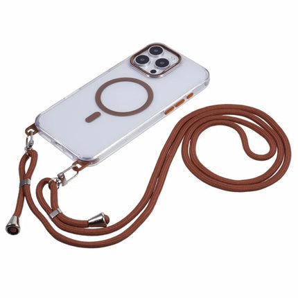 For iPhone 16 Pro Max Clear Case Compatible with MagSafe Shockproof PC+TPU Phone Cover with Long Lanyard