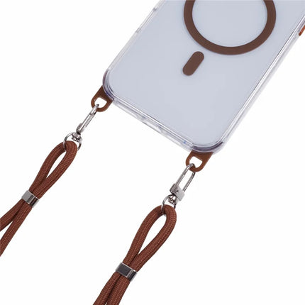 For iPhone 16 Pro Max Clear Case Compatible with MagSafe Shockproof PC+TPU Phone Cover with Long Lanyard