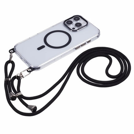 For iPhone 16 Pro Max Clear Case Compatible with MagSafe Shockproof PC+TPU Phone Cover with Long Lanyard
