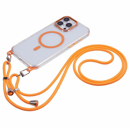 For iPhone 16 Pro Max Clear Case Compatible with MagSafe Shockproof PC+TPU Phone Cover with Long Lanyard