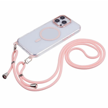 For iPhone 16 Pro Max Clear Case Compatible with MagSafe Shockproof PC+TPU Phone Cover with Long Lanyard