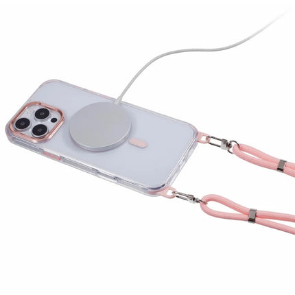 For iPhone 16 Pro Max Clear Case Compatible with MagSafe Shockproof PC+TPU Phone Cover with Long Lanyard