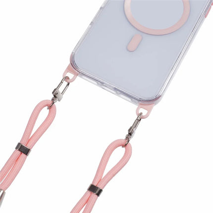 For iPhone 16 Pro Max Clear Case Compatible with MagSafe Shockproof PC+TPU Phone Cover with Long Lanyard