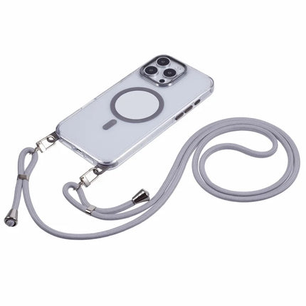 For iPhone 16 Pro Max Clear Case Compatible with MagSafe Shockproof PC+TPU Phone Cover with Long Lanyard