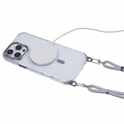 For iPhone 16 Pro Max Clear Case Compatible with MagSafe Shockproof PC+TPU Phone Cover with Long Lanyard