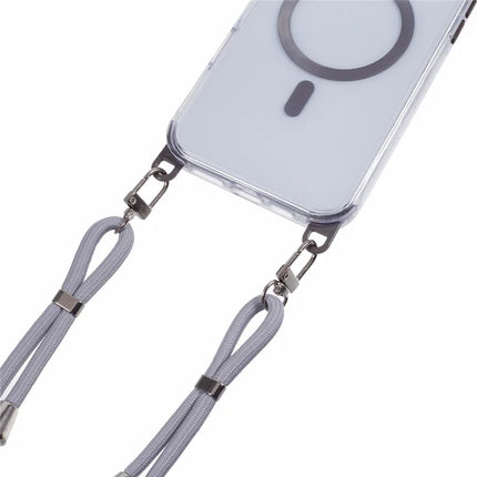 For iPhone 16 Pro Max Clear Case Compatible with MagSafe Shockproof PC+TPU Phone Cover with Long Lanyard