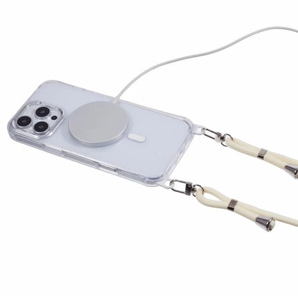 For iPhone 16 Pro Max Clear Case Compatible with MagSafe Shockproof PC+TPU Phone Cover with Long Lanyard