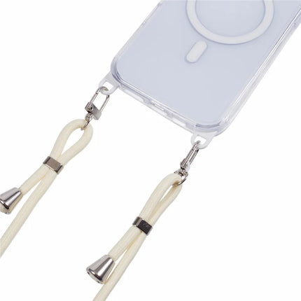 For iPhone 16 Pro Max Clear Case Compatible with MagSafe Shockproof PC+TPU Phone Cover with Long Lanyard