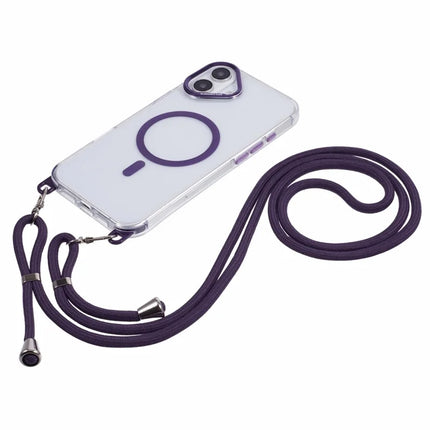 For iPhone 16 Plus Clear Case Compatible with MagSafe Shockproof PC+TPU Phone Cover with Long Lanyard