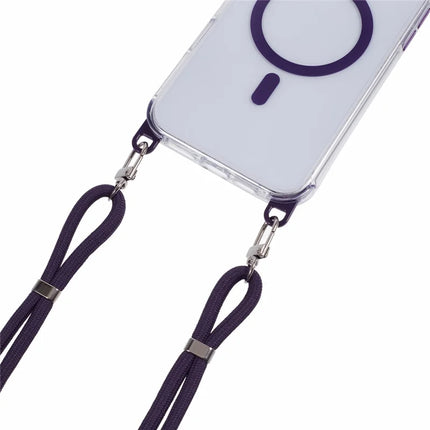 For iPhone 16 Plus Clear Case Compatible with MagSafe Shockproof PC+TPU Phone Cover with Long Lanyard