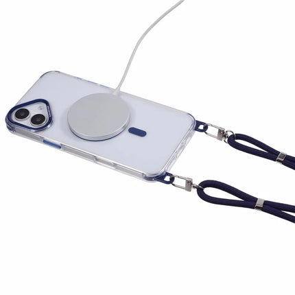 For iPhone 16 Plus Clear Case Compatible with MagSafe Shockproof PC+TPU Phone Cover with Long Lanyard