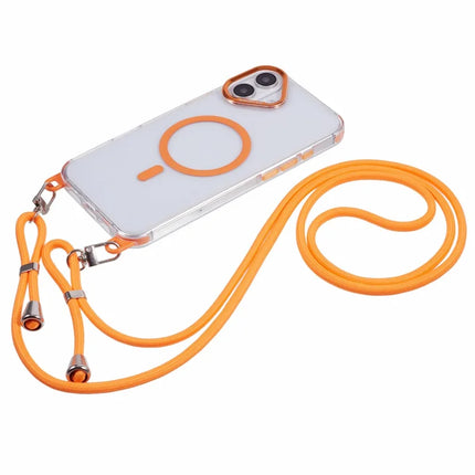 For iPhone 16 Plus Clear Case Compatible with MagSafe Shockproof PC+TPU Phone Cover with Long Lanyard