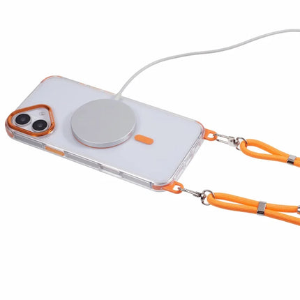 For iPhone 16 Plus Clear Case Compatible with MagSafe Shockproof PC+TPU Phone Cover with Long Lanyard
