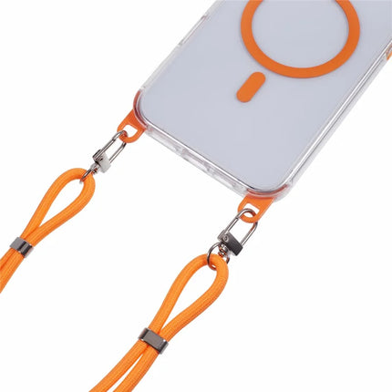 For iPhone 16 Plus Clear Case Compatible with MagSafe Shockproof PC+TPU Phone Cover with Long Lanyard