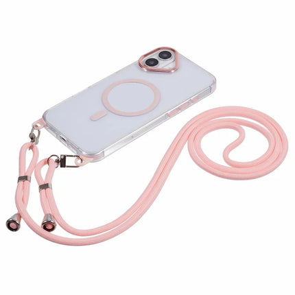 For iPhone 16 Plus Clear Case Compatible with MagSafe Shockproof PC+TPU Phone Cover with Long Lanyard