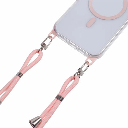 For iPhone 16 Plus Clear Case Compatible with MagSafe Shockproof PC+TPU Phone Cover with Long Lanyard