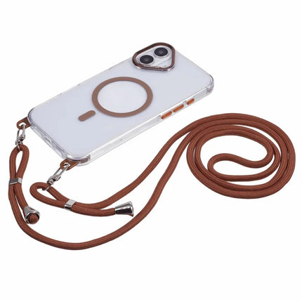 For iPhone 16 Plus Clear Case Compatible with MagSafe Shockproof PC+TPU Phone Cover with Long Lanyard