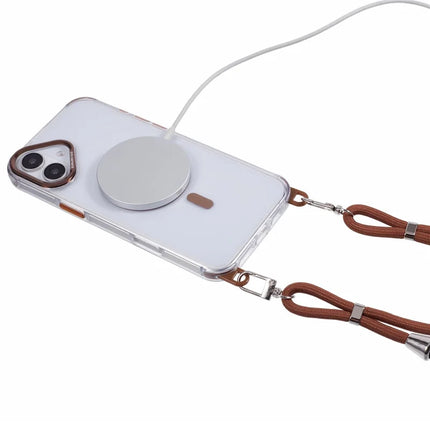 For iPhone 16 Plus Clear Case Compatible with MagSafe Shockproof PC+TPU Phone Cover with Long Lanyard