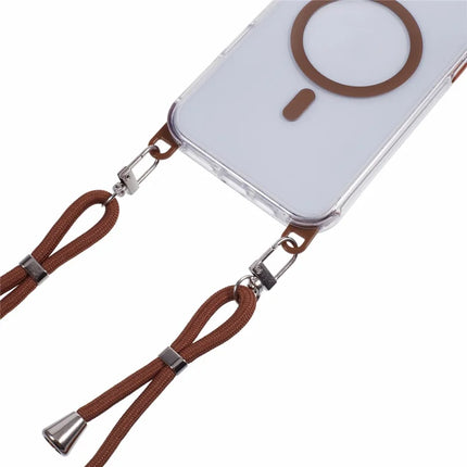 For iPhone 16 Plus Clear Case Compatible with MagSafe Shockproof PC+TPU Phone Cover with Long Lanyard