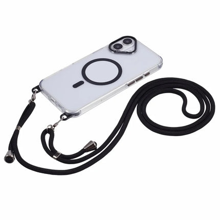 For iPhone 16 Plus Clear Case Compatible with MagSafe Shockproof PC+TPU Phone Cover with Long Lanyard