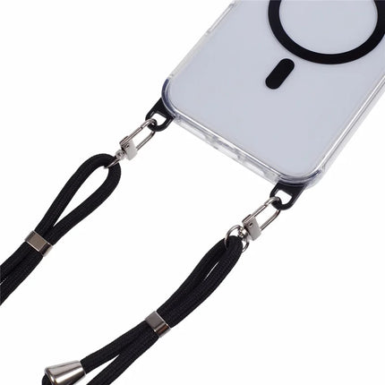 For iPhone 16 Plus Clear Case Compatible with MagSafe Shockproof PC+TPU Phone Cover with Long Lanyard