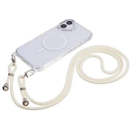 For iPhone 16 Plus Clear Case Compatible with MagSafe Shockproof PC+TPU Phone Cover with Long Lanyard