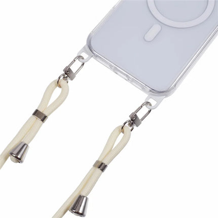For iPhone 16 Plus Clear Case Compatible with MagSafe Shockproof PC+TPU Phone Cover with Long Lanyard