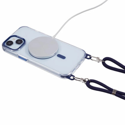 For iPhone 14 Clear Case Compatible with MagSafe Shockproof PC+TPU Phone Cover with Long Lanyard