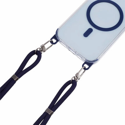For iPhone 14 Clear Case Compatible with MagSafe Shockproof PC+TPU Phone Cover with Long Lanyard