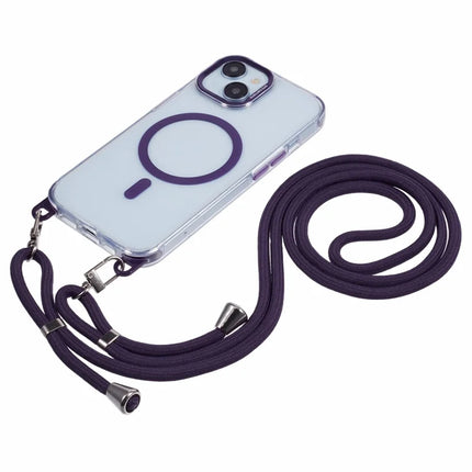 For iPhone 14 Clear Case Compatible with MagSafe Shockproof PC+TPU Phone Cover with Long Lanyard