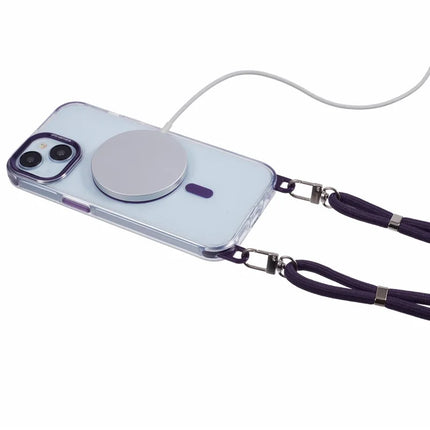 For iPhone 14 Clear Case Compatible with MagSafe Shockproof PC+TPU Phone Cover with Long Lanyard