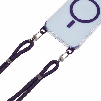 For iPhone 14 Clear Case Compatible with MagSafe Shockproof PC+TPU Phone Cover with Long Lanyard