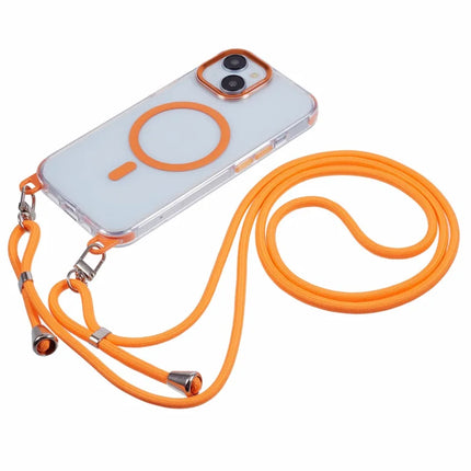 For iPhone 14 Clear Case Compatible with MagSafe Shockproof PC+TPU Phone Cover with Long Lanyard