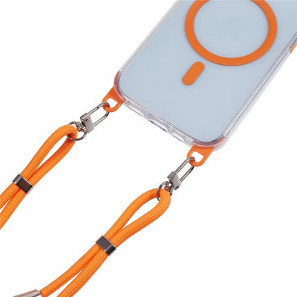 For iPhone 14 Clear Case Compatible with MagSafe Shockproof PC+TPU Phone Cover with Long Lanyard