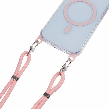 For iPhone 14 Clear Case Compatible with MagSafe Shockproof PC+TPU Phone Cover with Long Lanyard