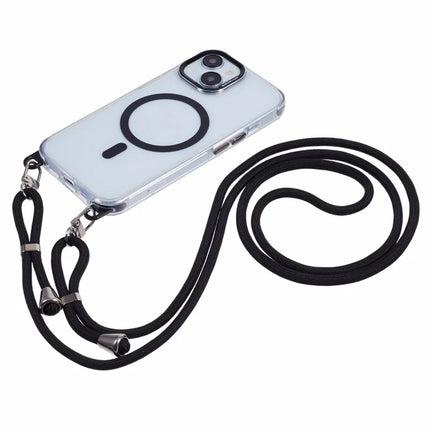 For iPhone 14 Clear Case Compatible with MagSafe Shockproof PC+TPU Phone Cover with Long Lanyard
