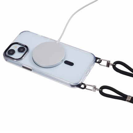 For iPhone 14 Clear Case Compatible with MagSafe Shockproof PC+TPU Phone Cover with Long Lanyard