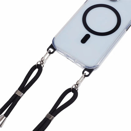 For iPhone 14 Clear Case Compatible with MagSafe Shockproof PC+TPU Phone Cover with Long Lanyard