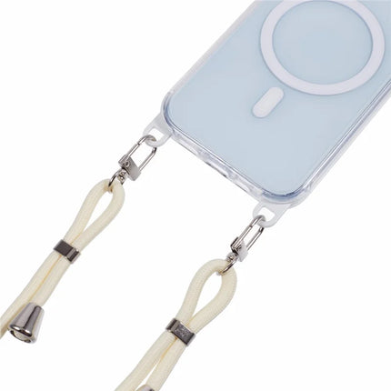 For iPhone 14 Clear Case Compatible with MagSafe Shockproof PC+TPU Phone Cover with Long Lanyard