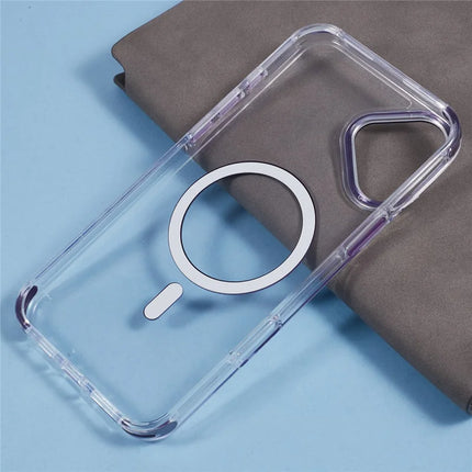 For iPhone 16 Plus Clear Case Compatible with MagSafe Four Corners Anti-Drop PC+TPU Phone Cover