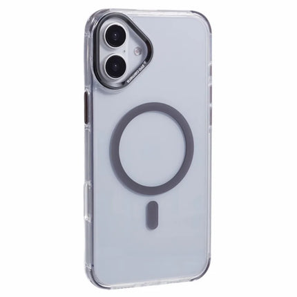 For iPhone 16 Plus Clear Case Compatible with MagSafe Four Corners Anti-Drop PC+TPU Phone Cover - Grey