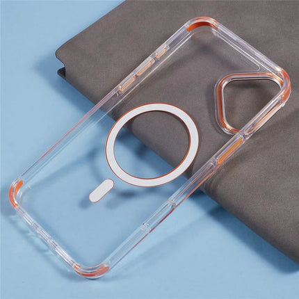 For iPhone 16 Plus Clear Case Compatible with MagSafe Four Corners Anti-Drop PC+TPU Phone Cover