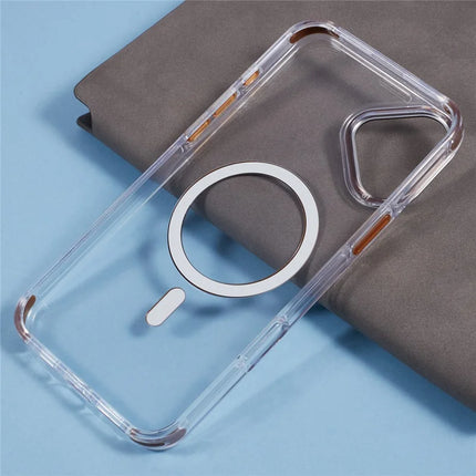 For iPhone 16 Plus Clear Case Compatible with MagSafe Four Corners Anti-Drop PC+TPU Phone Cover