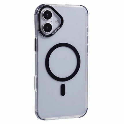 For iPhone 16 Plus Clear Case Compatible with MagSafe Four Corners Anti-Drop PC+TPU Phone Cover - Black