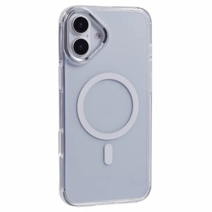 For iPhone 16 Plus Clear Case Compatible with MagSafe Four Corners Anti-Drop PC+TPU Phone Cover - White