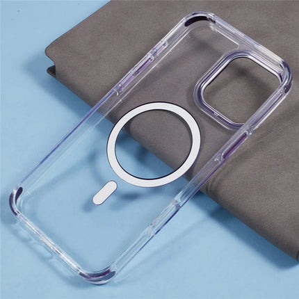 For iPhone 16 Pro Max Clear Case Compatible with MagSafe Four Corners Anti-Drop PC+TPU Phone Cover