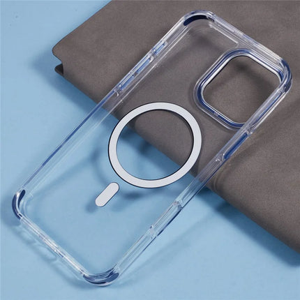 For iPhone 16 Pro Max Clear Case Compatible with MagSafe Four Corners Anti-Drop PC+TPU Phone Cover